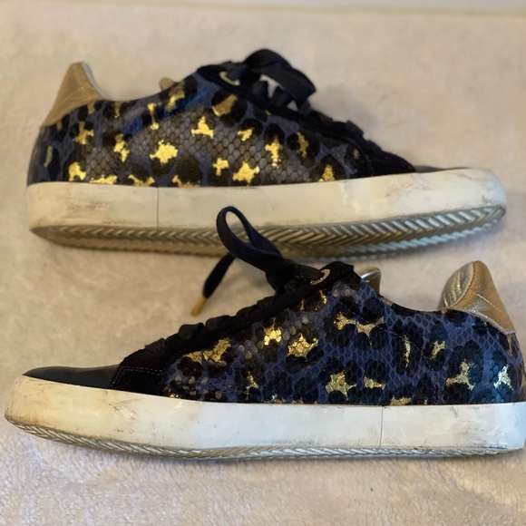 Zadig & Voltaire Wild Sneakers leather navy and gold size38 animal print - Picture 8 of 9
